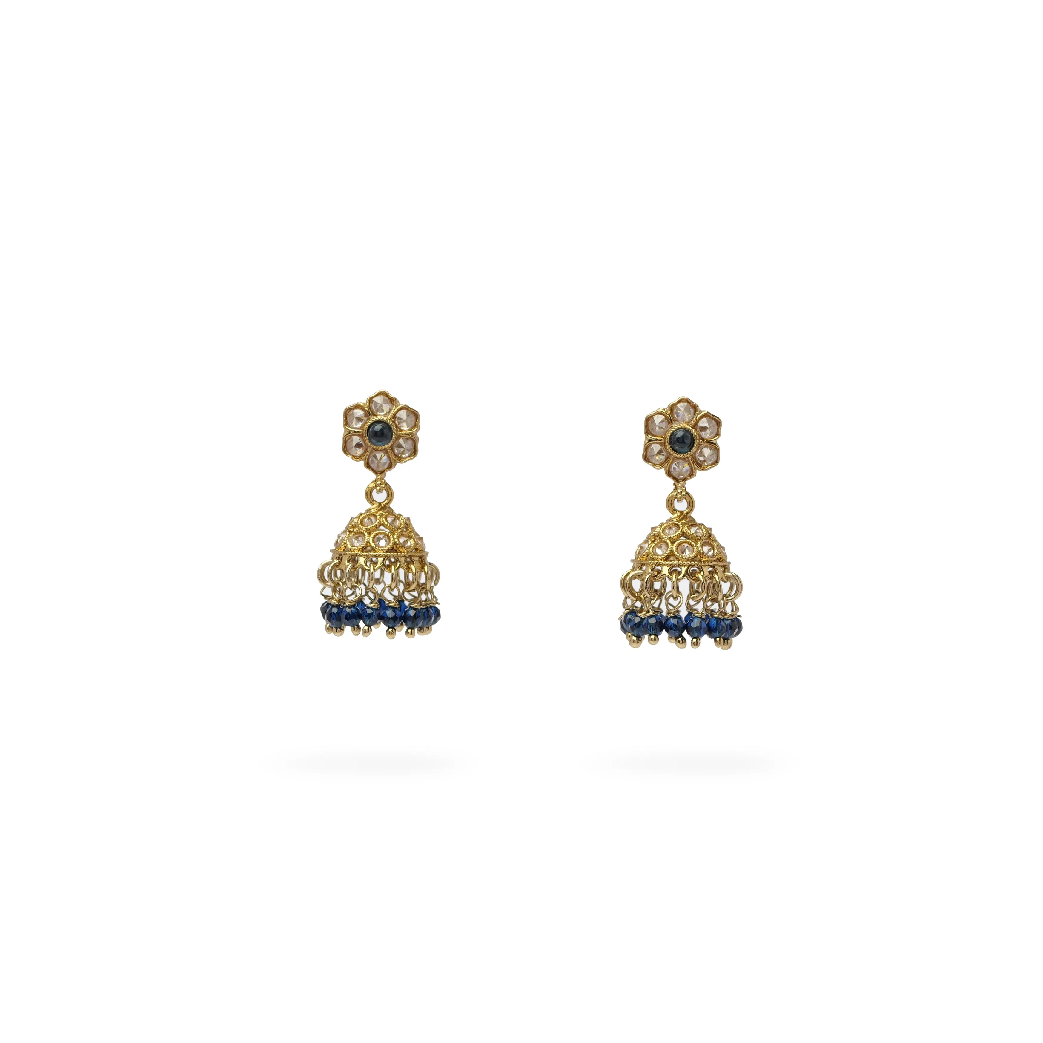 Nilima Small Jhumka Earrings in Navy Blue