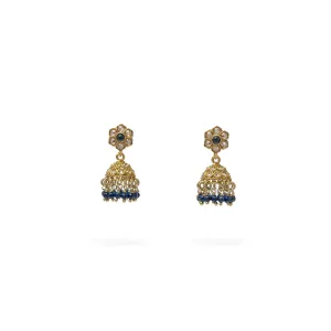 Nilima Small Jhumka Earrings in Navy Blue