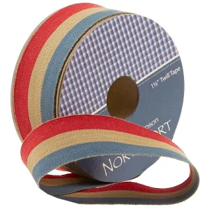 Northport Twill Trim - 1 1/2" Red/Tan/Navy