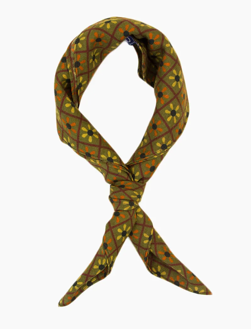 Olive Green Propeller Printed Wool Bandana