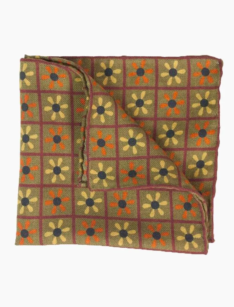 Olive Green Propeller Printed Wool Bandana