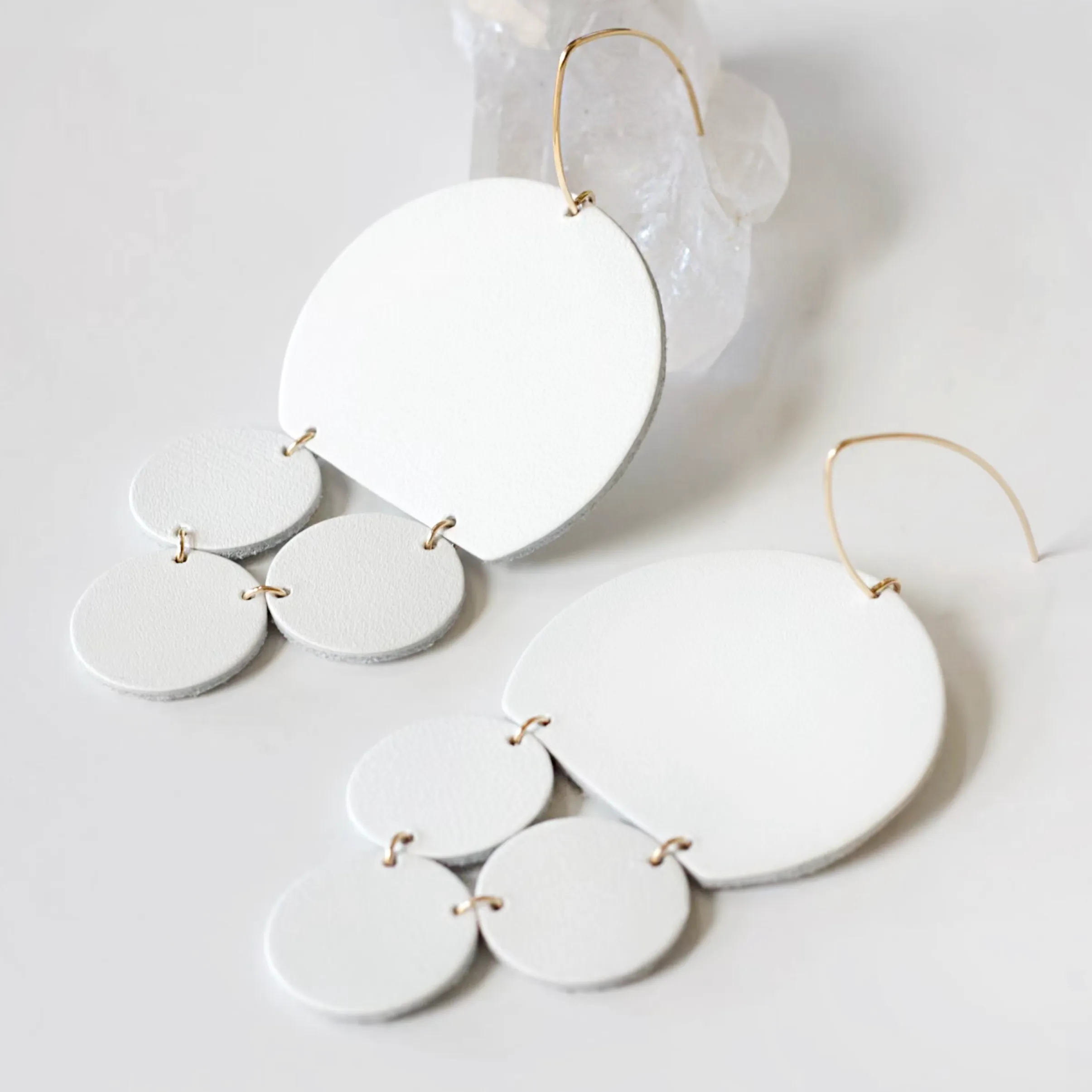 Paloma Leather Earrings in White