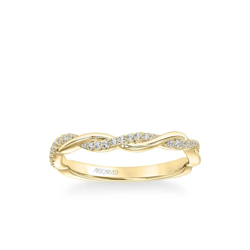 Petaluma Contemporary Half Diamond Half Polished Twist Wedding Band