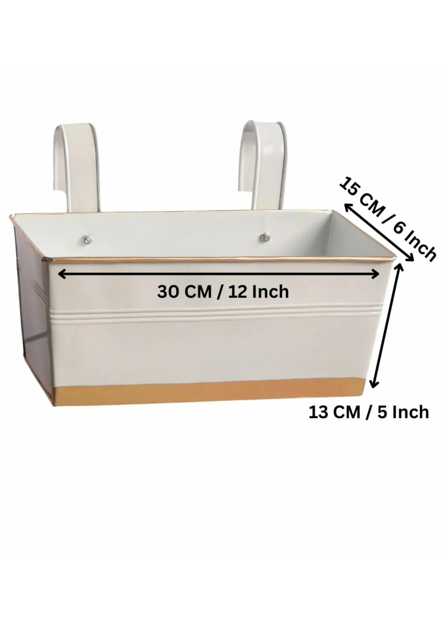 Premium Metal Design Rectangle Balcony Hanging Planters Flowers Not Included | Set Of 3