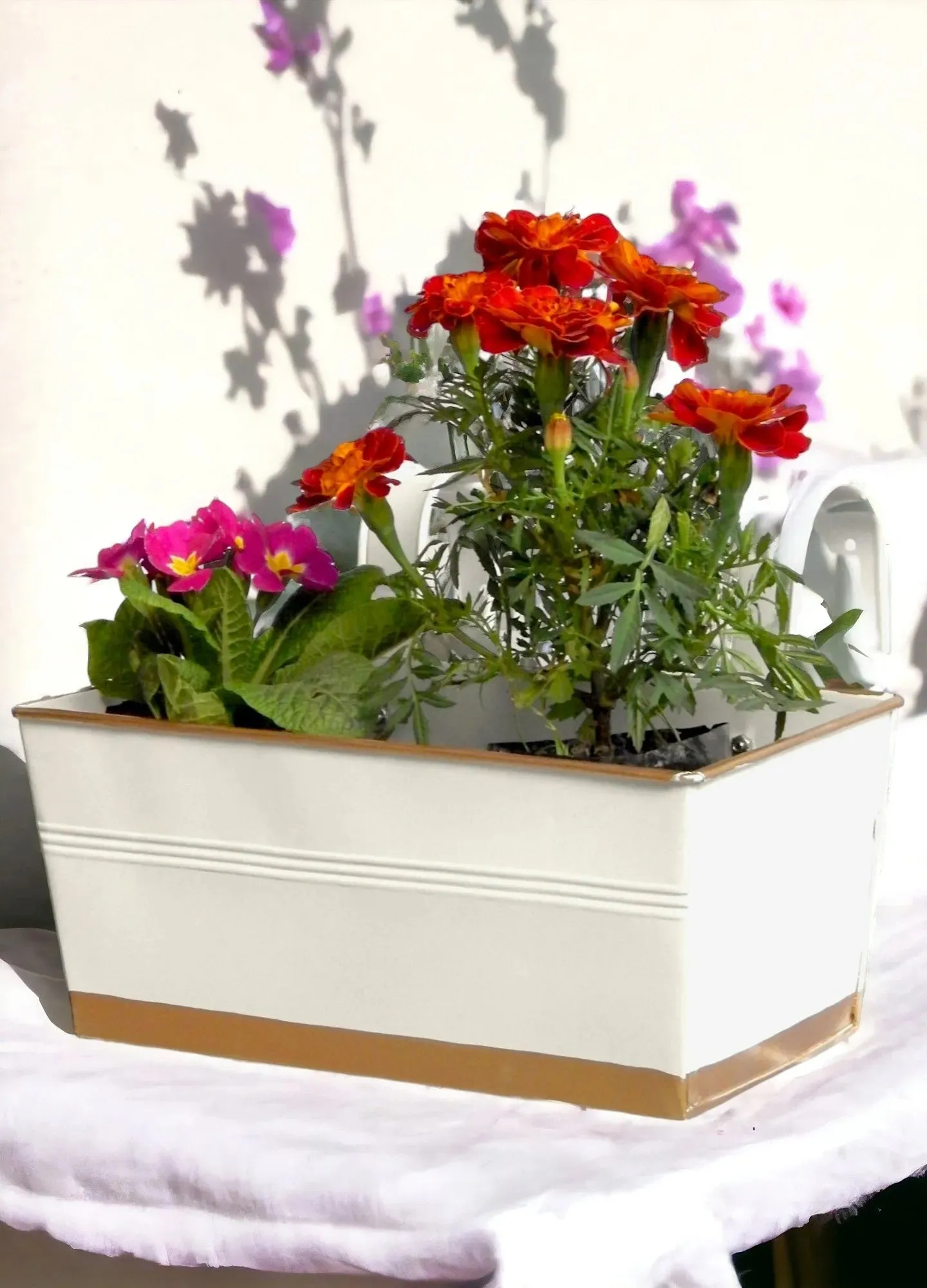 Premium Metal Design Rectangle Balcony Hanging Planters Flowers Not Included | Set Of 3