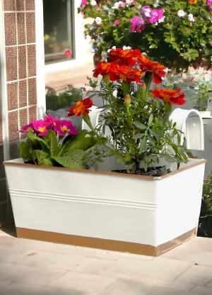 Premium Metal Design Rectangle Balcony Hanging Planters Flowers Not Included | Set Of 3