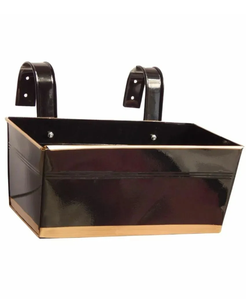 Premium Metal Design Rectangle Balcony Hanging Planters Flowers Not Included | Set Of 3