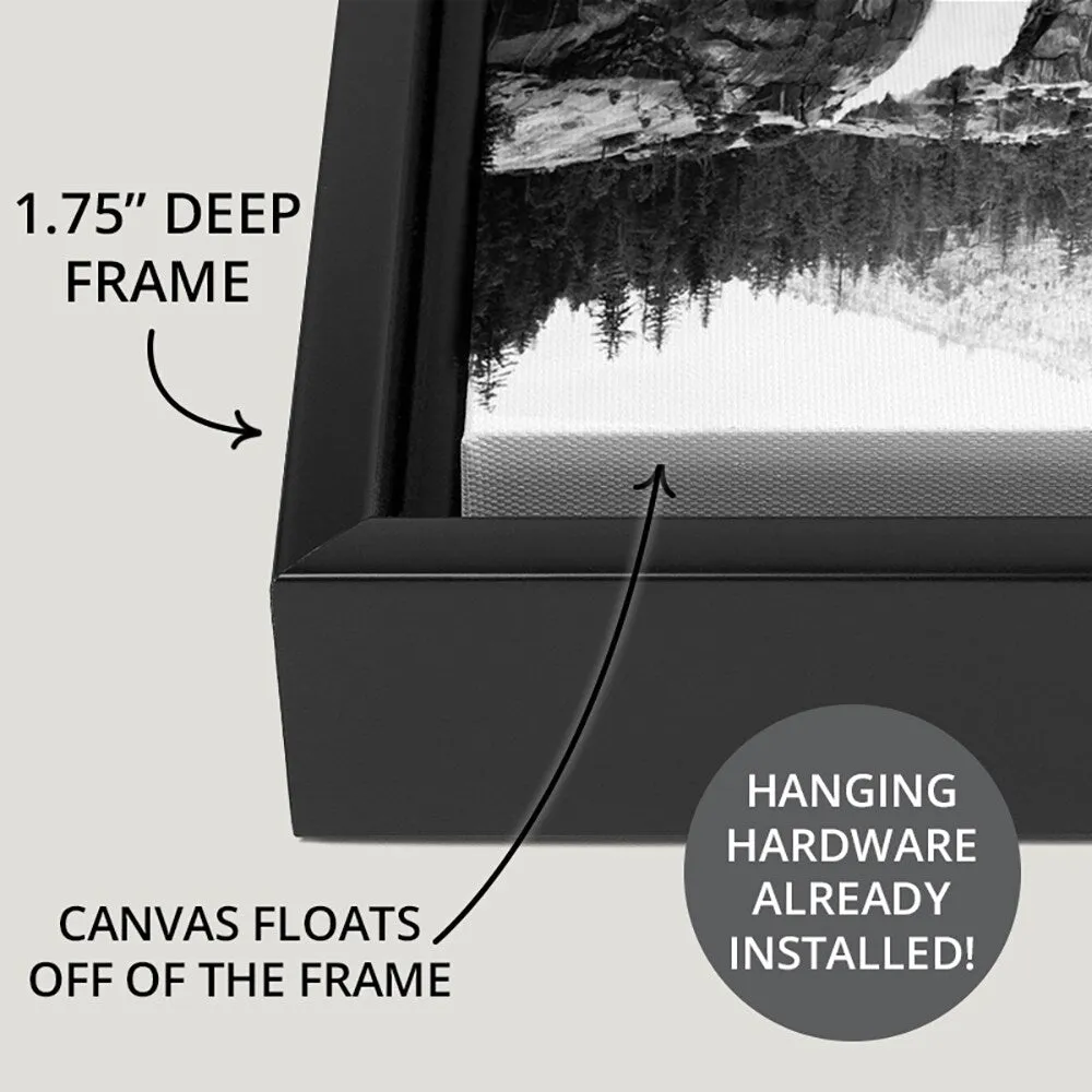 "Horizon Happiness" Black Float Frame Canvas Art