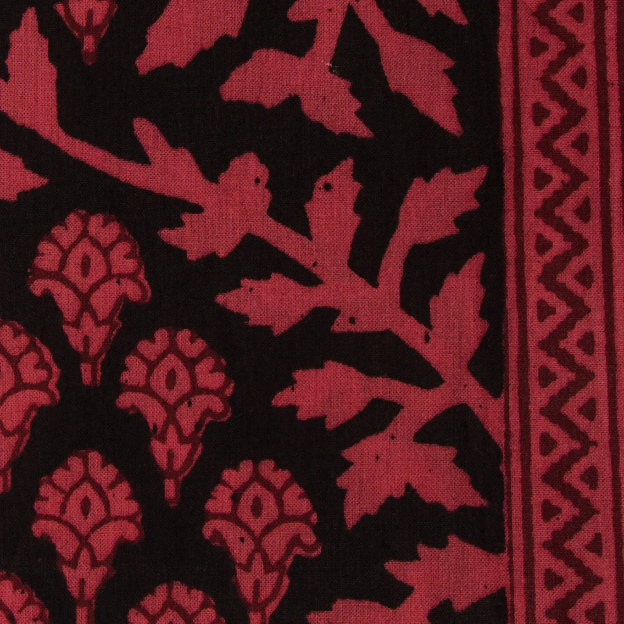 Red & Black Bagh Hand Block Printed Cotton Fabric