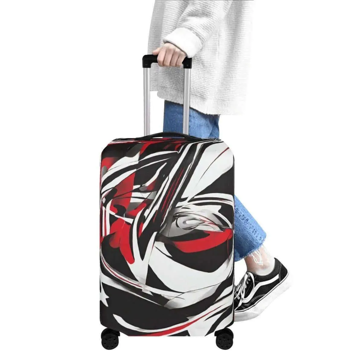 Red White and Black Luggage Cover