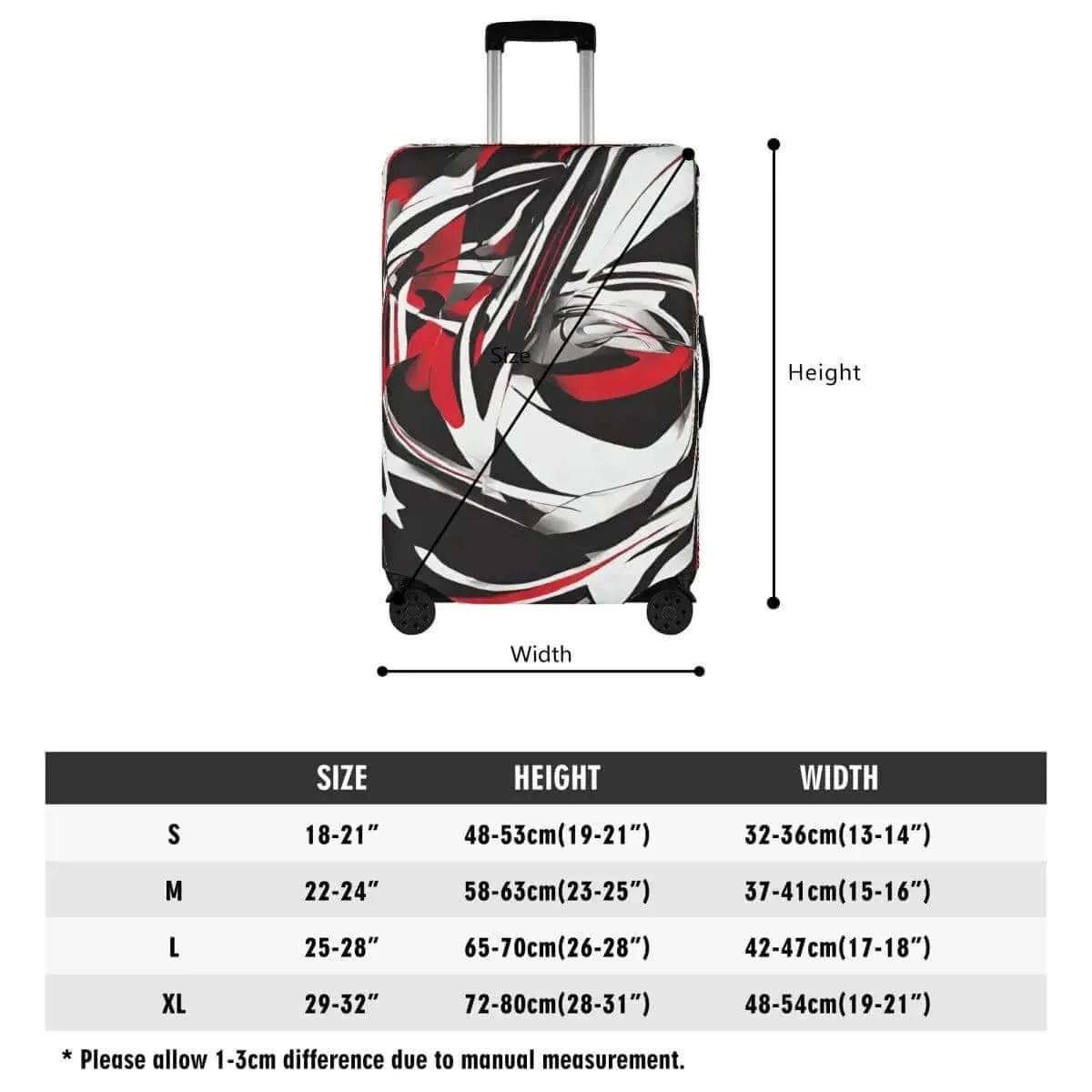 Red White and Black Luggage Cover