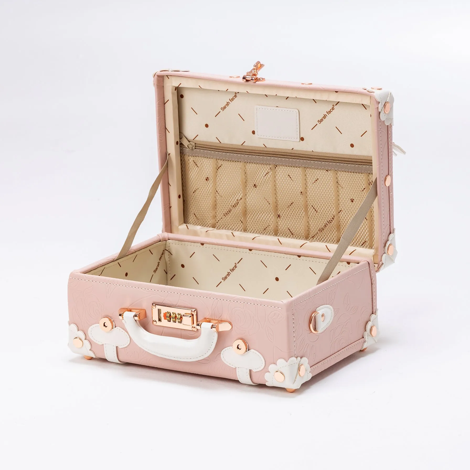 SarahFace 2 Pieces Luggage Set - Embossed Pink's
