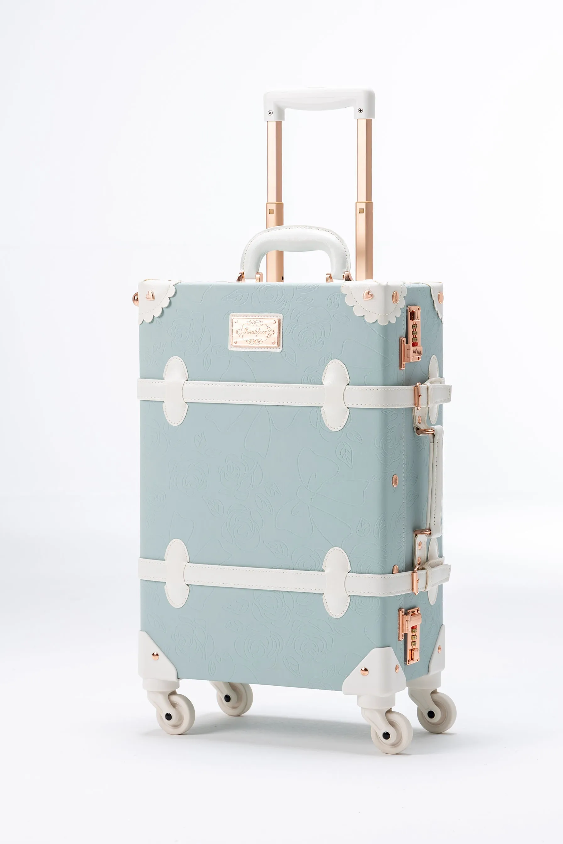 SarahFace 3 Pieces Luggage Sets - Embossed Blue's