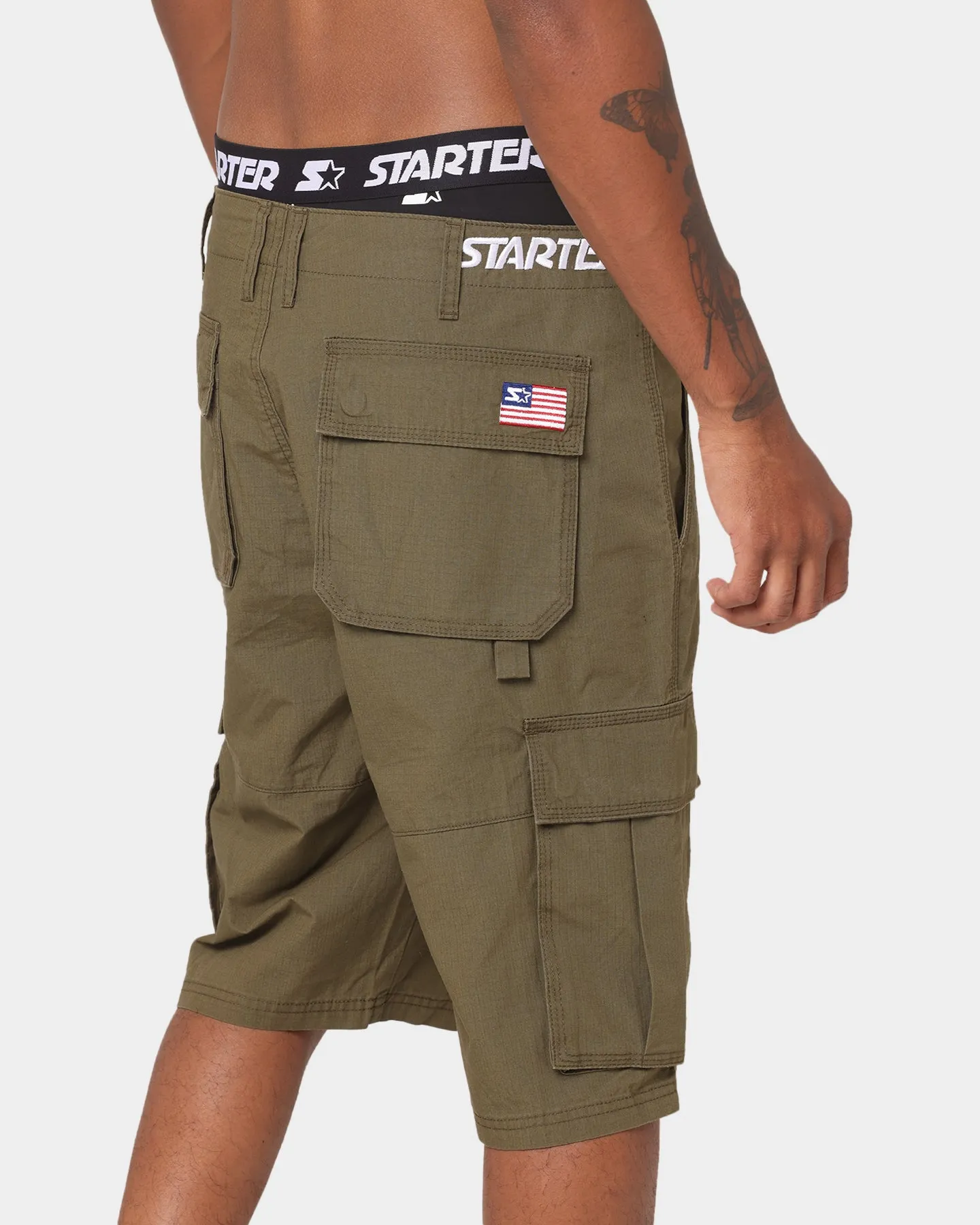 Starter Rugged Terrain Cargo Shorts Khaki Green