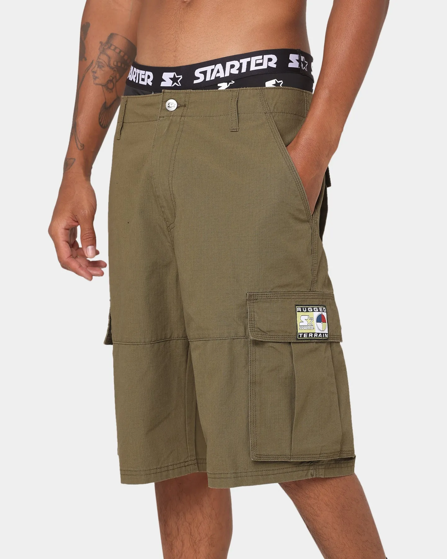 Starter Rugged Terrain Cargo Shorts Khaki Green