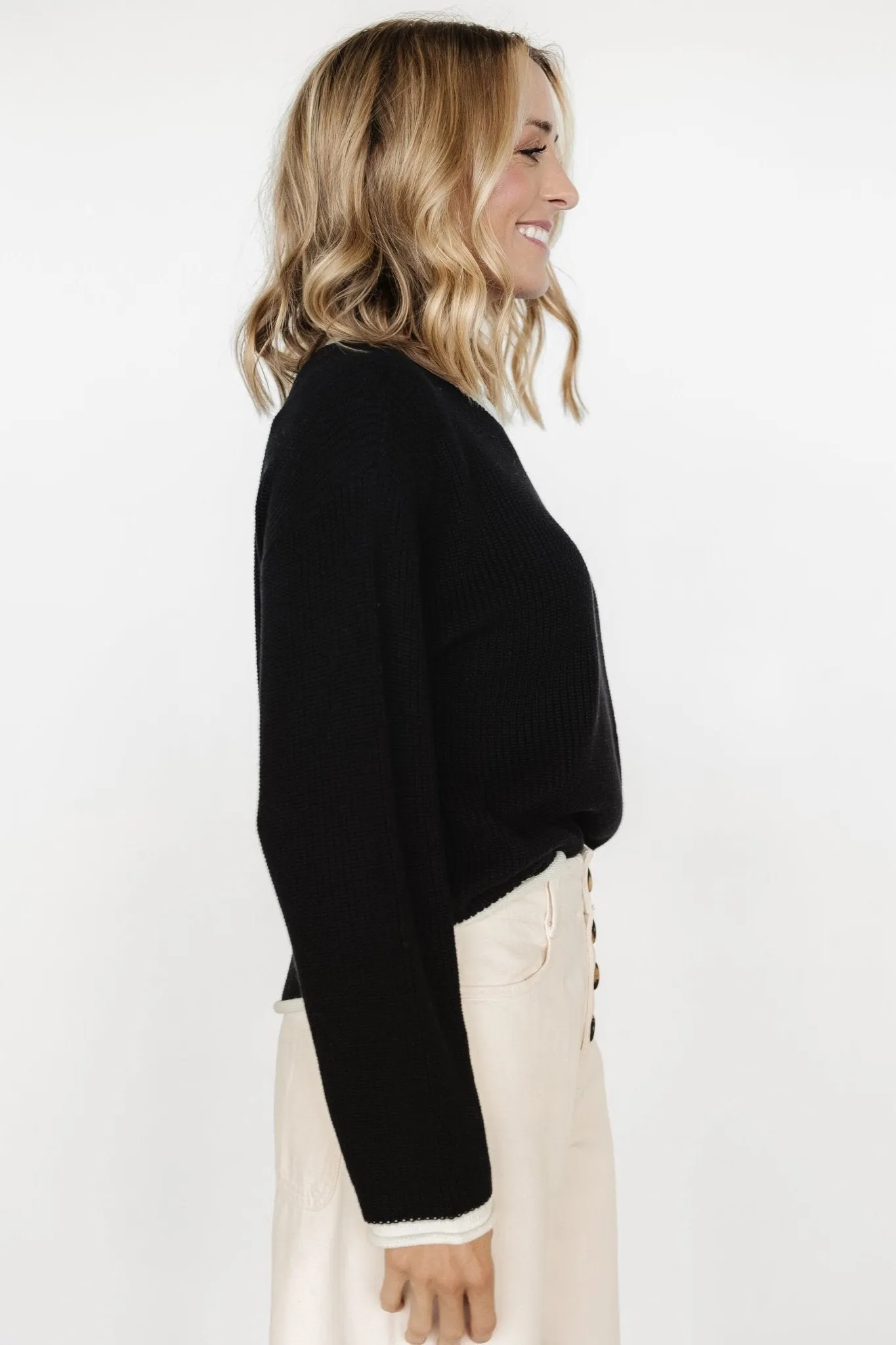 Tiffany Knit Sweater | Black   Off White