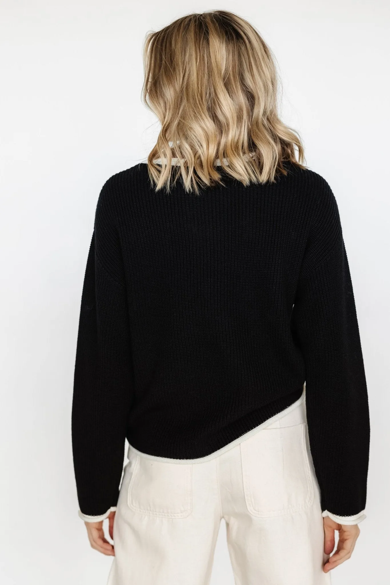 Tiffany Knit Sweater | Black   Off White