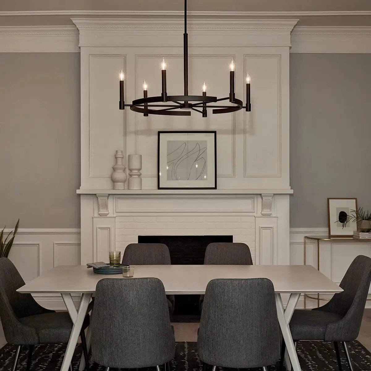 Tolani 34" 6-Light Chandelier, Black Finish