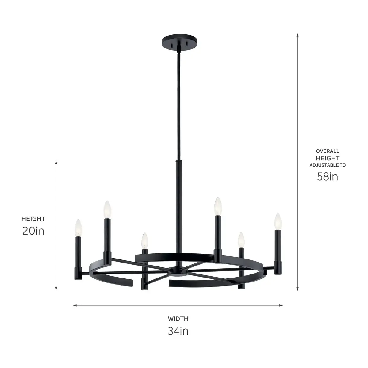 Tolani 34" 6-Light Chandelier, Black Finish