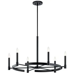 Tolani 34" 6-Light Chandelier, Black Finish