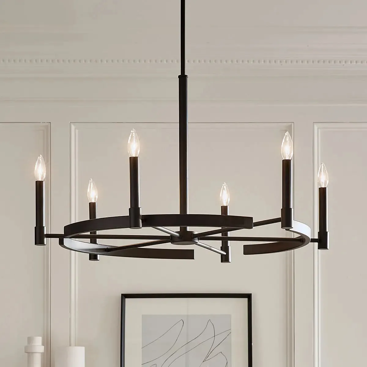 Tolani 34" 6-Light Chandelier, Black Finish