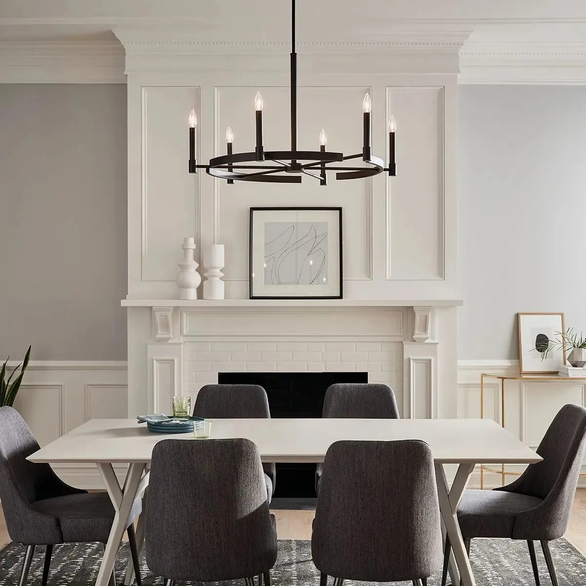 Tolani 34" 6-Light Chandelier, Black Finish