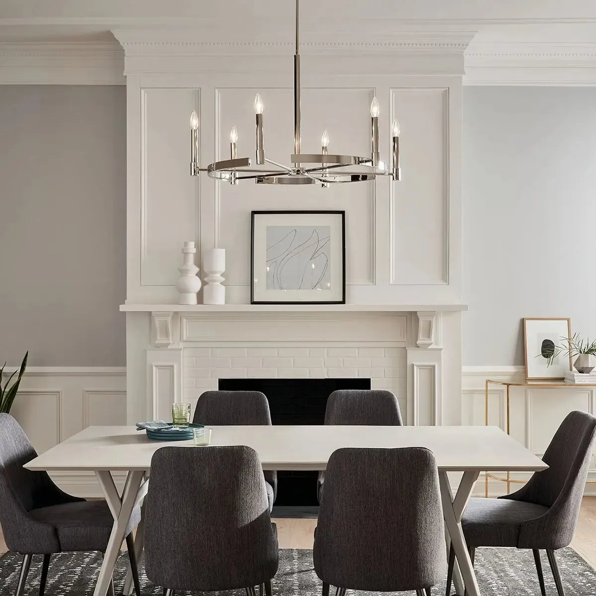 Tolani 34" 6-Light Chandelier, Polished Nickel Finish