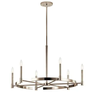 Tolani 34" 6-Light Chandelier, Polished Nickel Finish