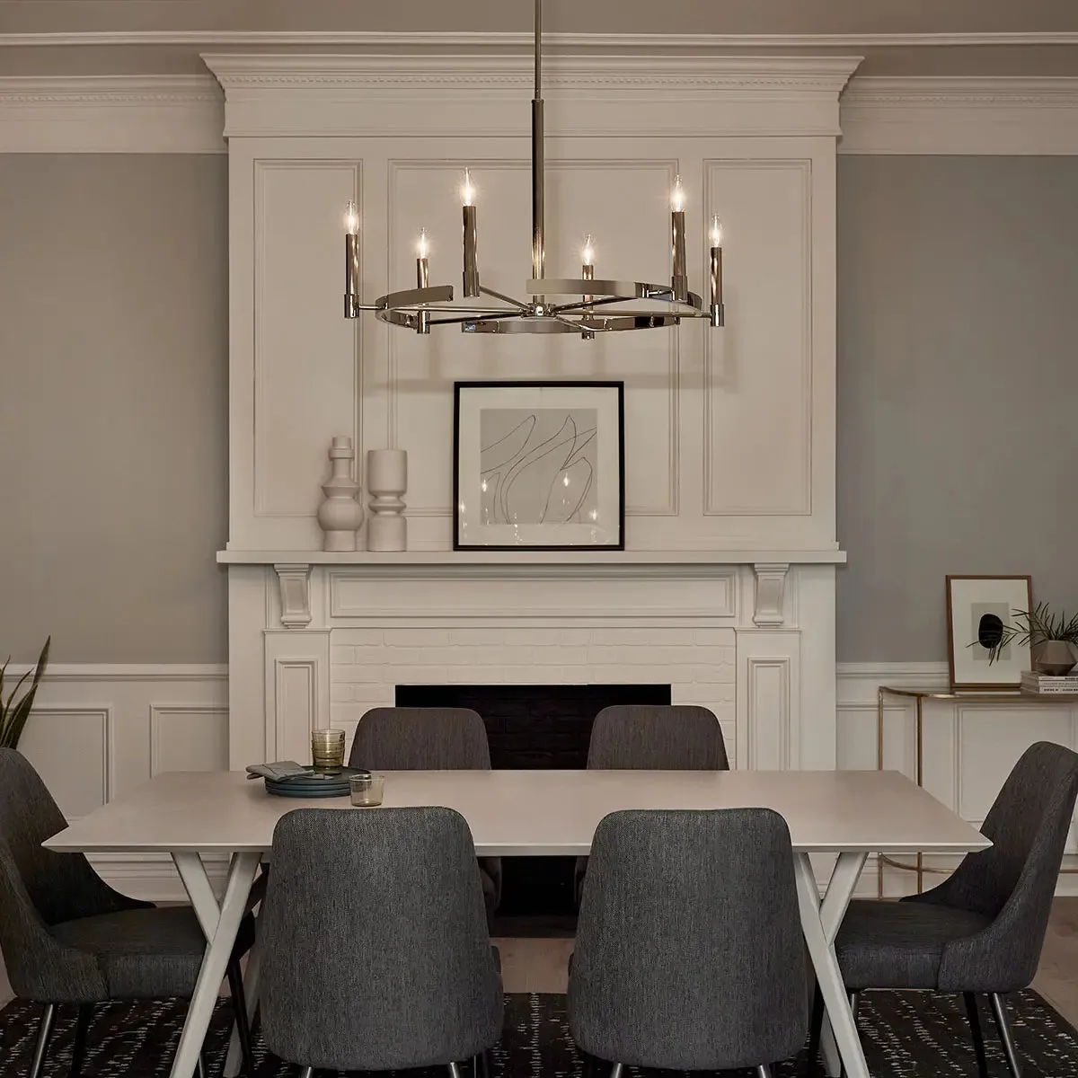 Tolani 34" 6-Light Chandelier, Polished Nickel Finish