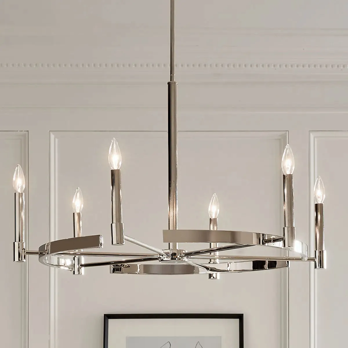 Tolani 34" 6-Light Chandelier, Polished Nickel Finish