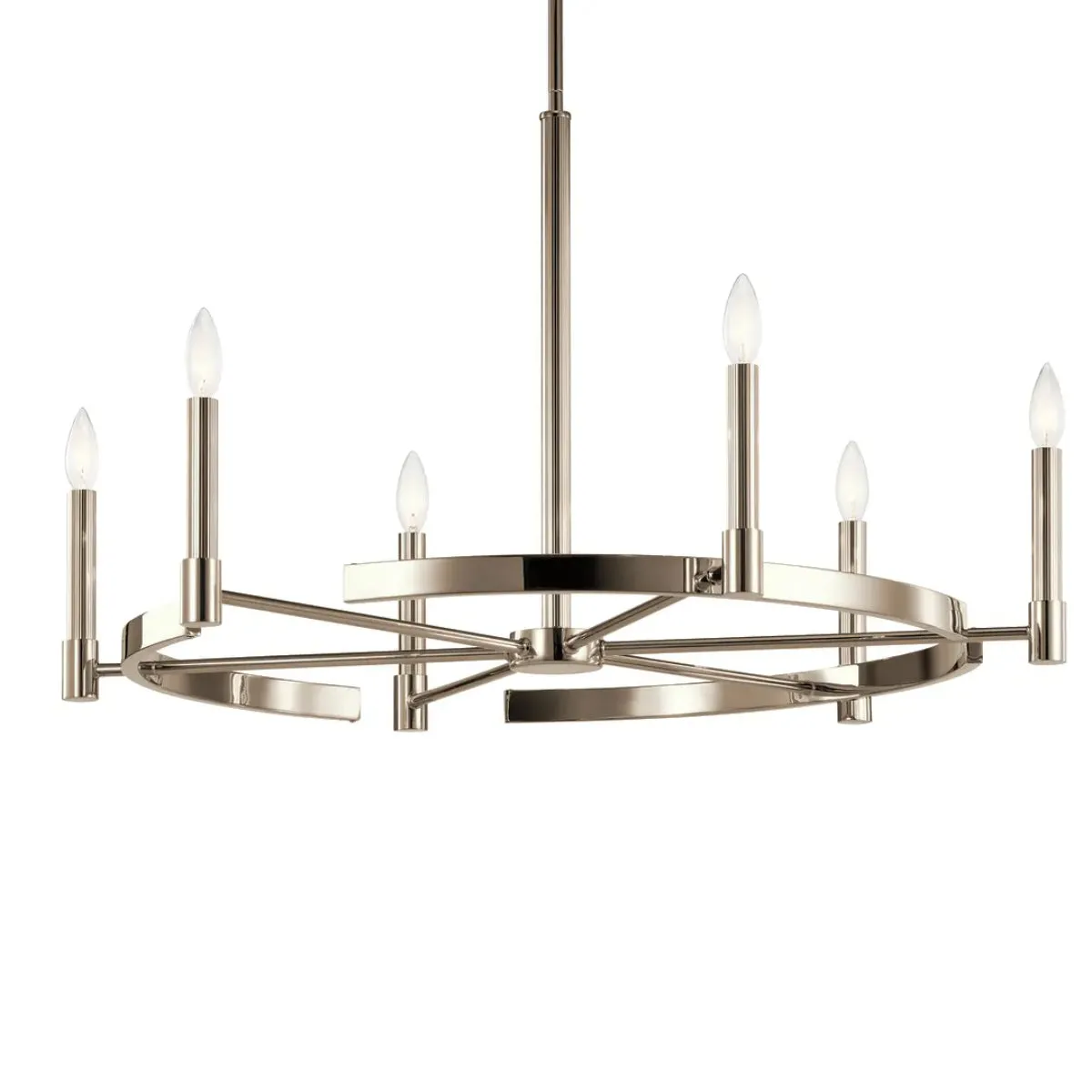 Tolani 34" 6-Light Chandelier, Polished Nickel Finish