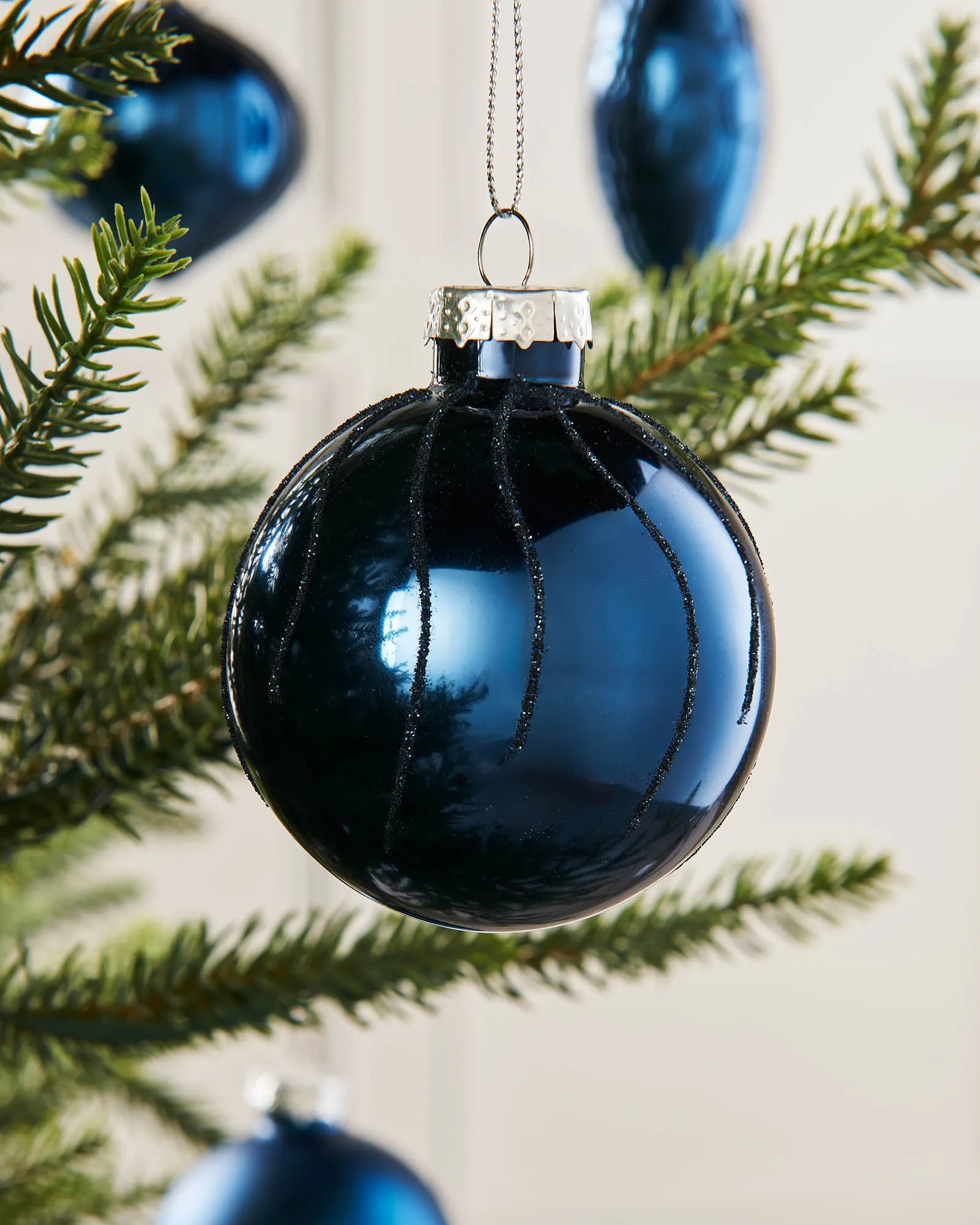 Twenty Navy Blue Glass Baubles