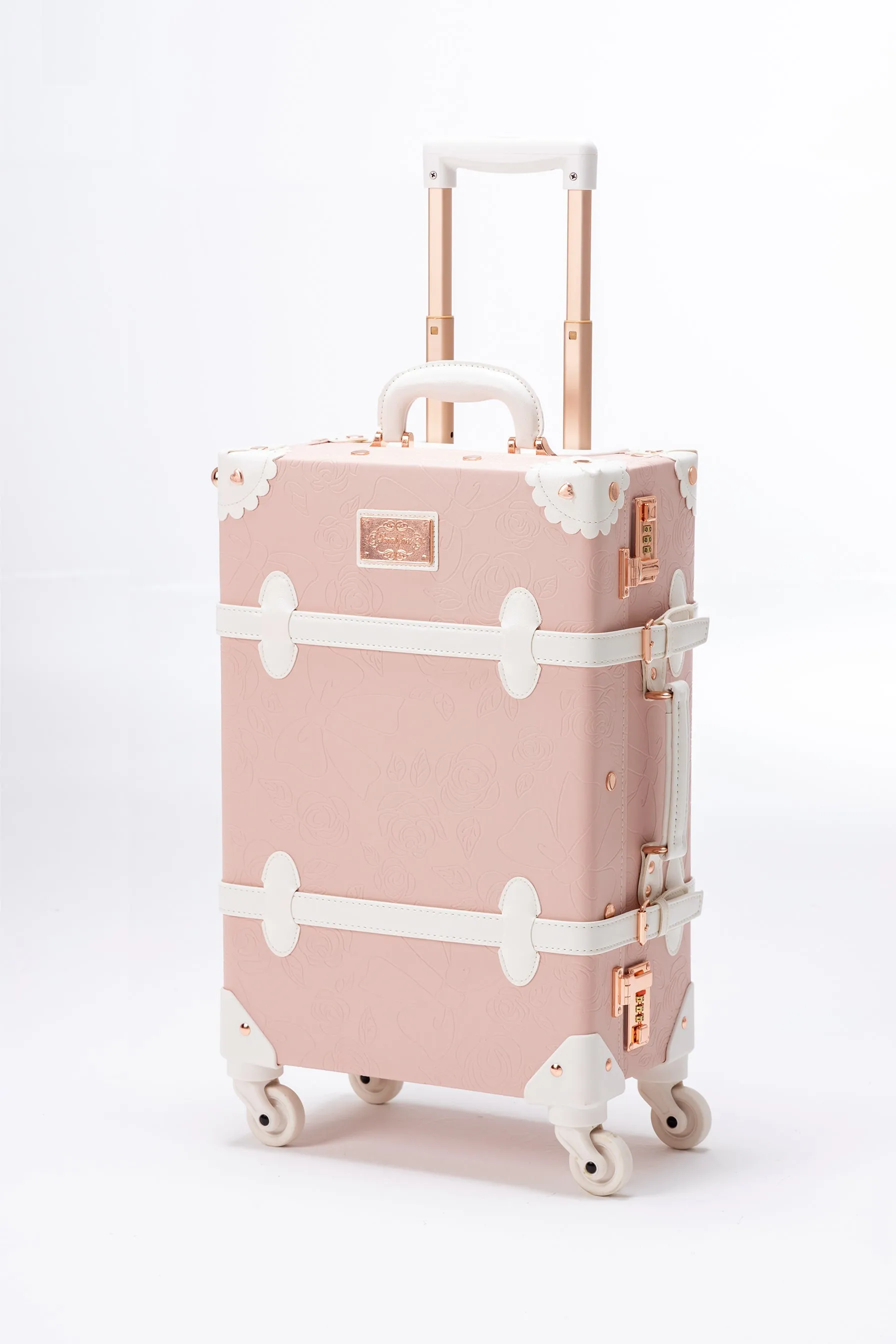 (United States) SarahFace 3 Pieces Luggage Set - Embossed Pink's