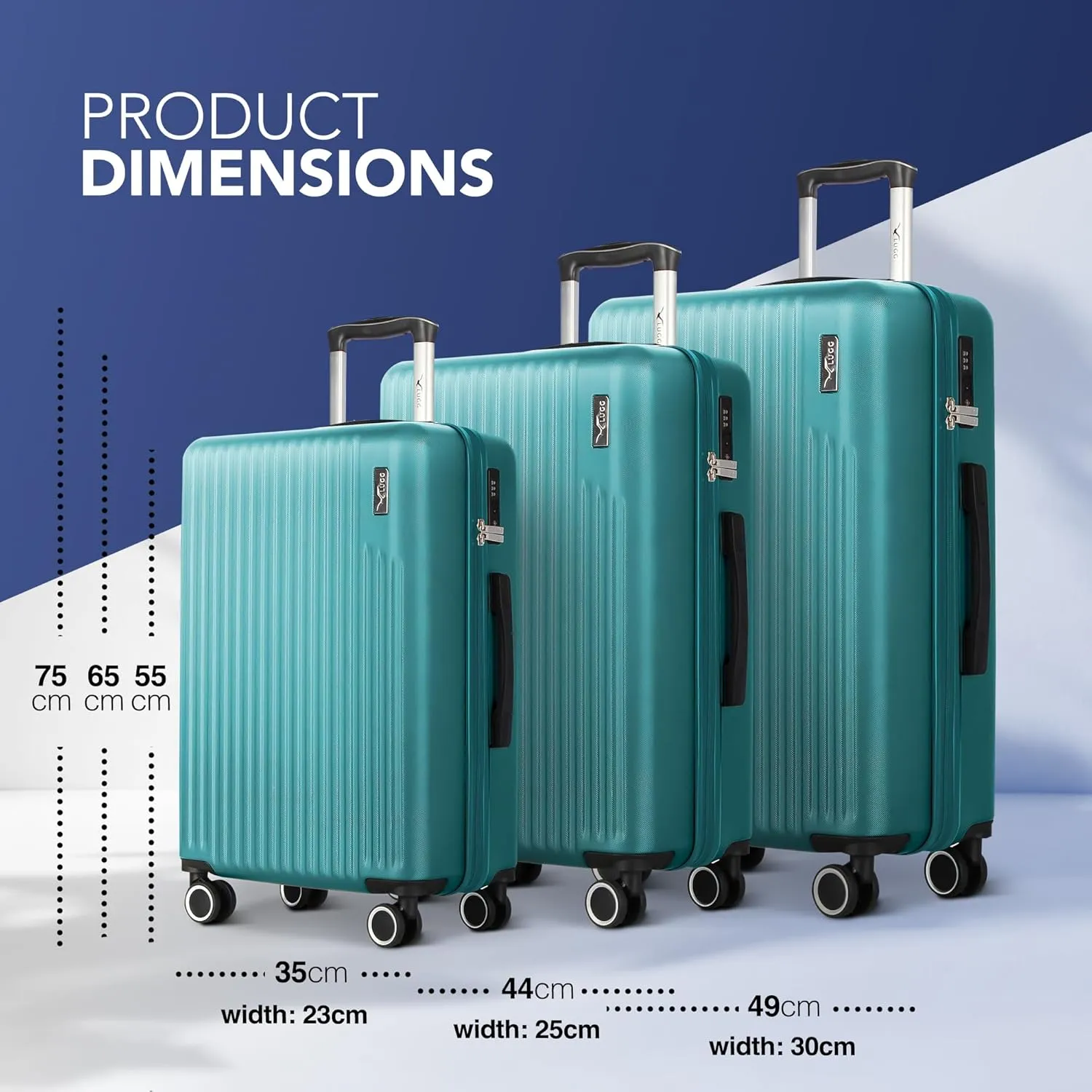 Vacay 3pc Suitcase Set in Ocean