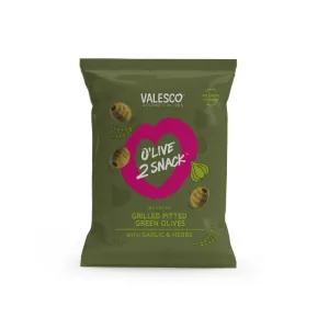 Valesco Grilled and Marinated Pitted Green O'lives 2 Snack, 1.1 oz