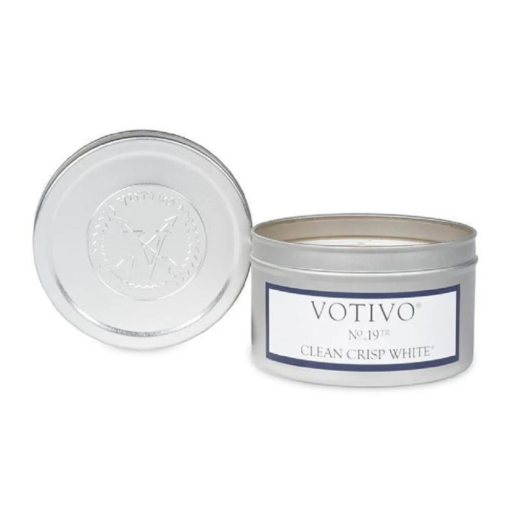 Votivo AROMATIC TRAVEL TIN CLEAN CRISP WHITE