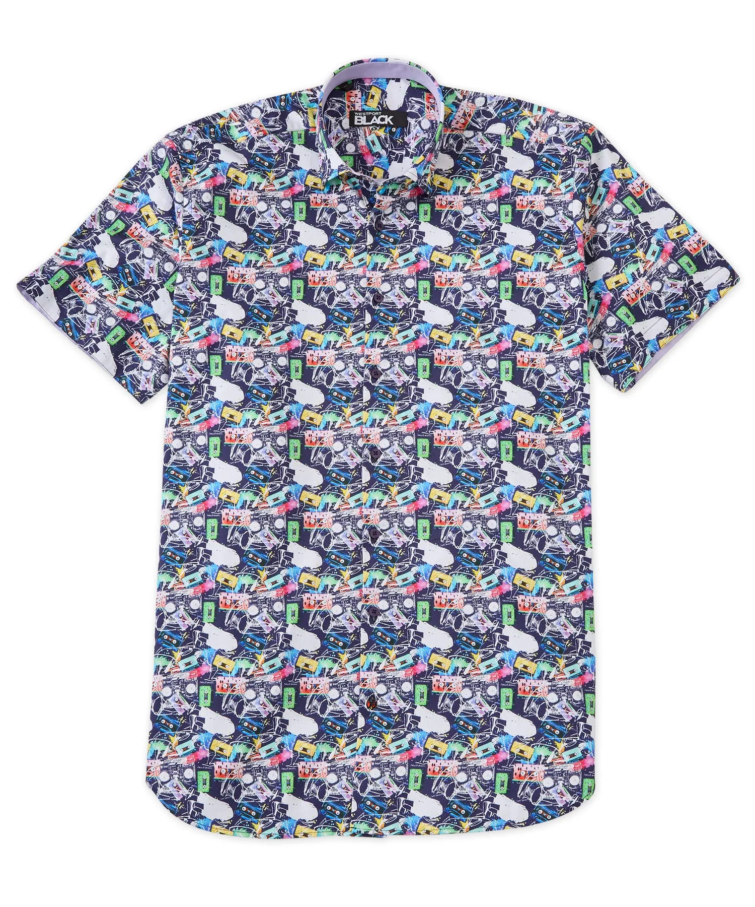 Westport Black Short Sleeve Print Sport Shirt