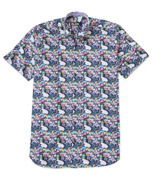 Westport Black Short Sleeve Print Sport Shirt