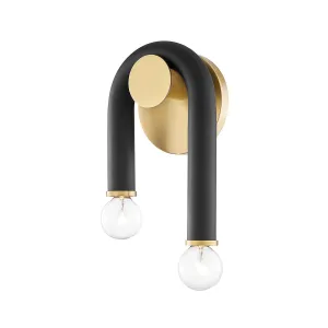 Whit 11 in. Wall Light Aged Brass & Black finish