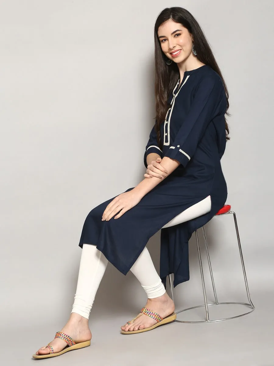 Women Navy Solid Kurta