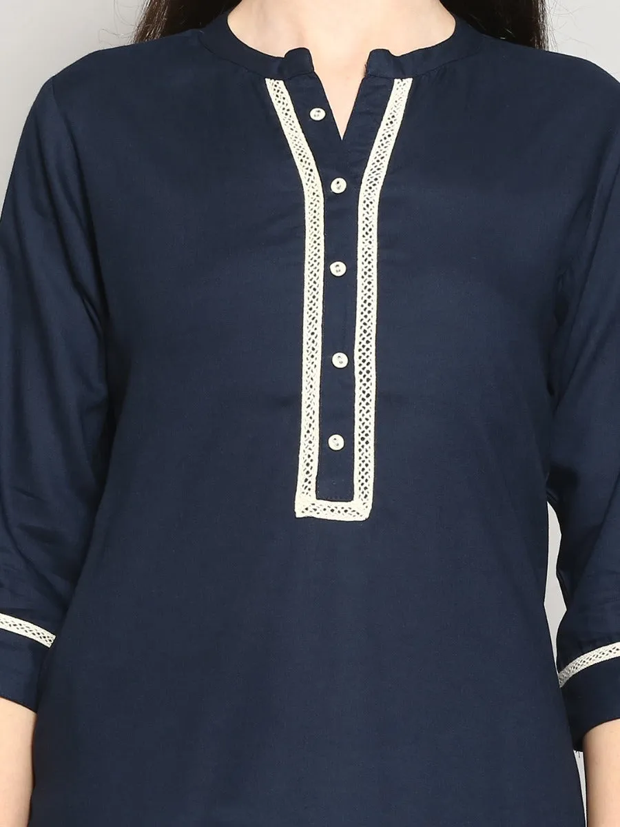 Women Navy Solid Kurta