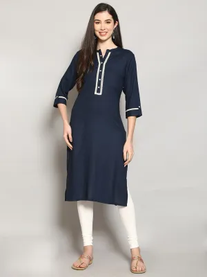 Women Navy Solid Kurta